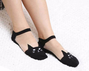 Harajuku Cat Print Ankle Socks